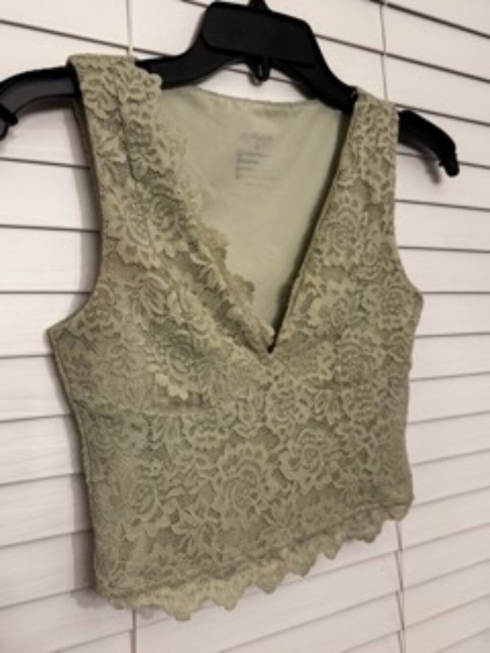 Women's Babydoll Lace Crop Top M Pastel Green Fairy Festival Coquette 90s Dainty